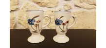 Deux mazagrans vintage en céramique - motif floraux vintage 