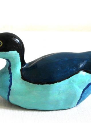 Canard colvert bleu grand modèle - Peint à la main artisanat