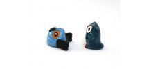 Deux chouettes miniatures bleues - Artisanat fait main