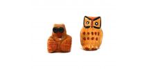 Deux chouettes miniatures artisanat fait main 
