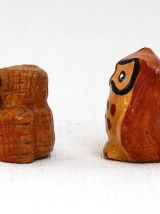 Deux chouettes miniatures artisanat fait main 