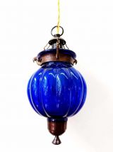 Lampes photophores en verre bleu Inde 