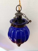 Lampes photophores en verre bleu Inde 