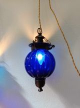 Lampes photophores en verre bleu Inde 