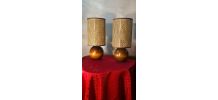  paire de lampe scandinave  boule bois  et abat jour neuf 32