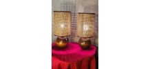  paire de lampe scandinave  boule bois  et abat jour neuf 32