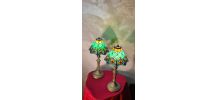  paire lampe bronze ancienne art nouveau , abat jour  verre 
