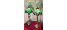  paire lampe bronze ancienne art nouveau , abat jour  verre 