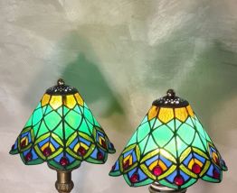  paire lampe bronze ancienne art nouveau , abat jour  verre 