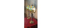 paire lampe  bronze et etain  1900 a 30   abat jour pate de 