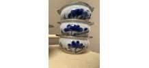 Lot de 3 bols + 1 grand pot vintage en céramique