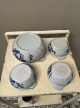 Lot de 3 bols + 1 grand pot vintage en céramique