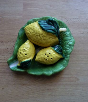 Service à condiments citrons sur feuille Vallauris