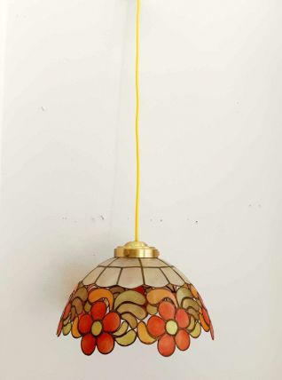 Suspension vintage en nacre aux fleurs 