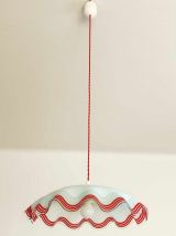Grande suspension en verre vintage rouge 1970 
