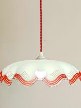 Grande suspension en verre vintage rouge 1970 