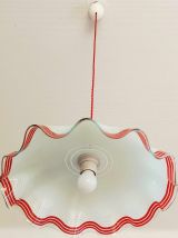 Grande suspension en verre vintage rouge 1970 