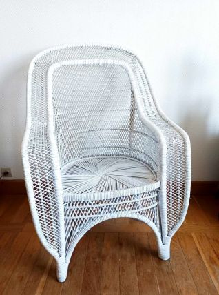 Fauteuil en rotin peacock 1970 