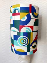 Lampe en albâtre et abat-jour sur mesure style Delaunay