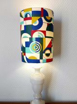 Lampe en albâtre et abat-jour sur mesure style Delaunay