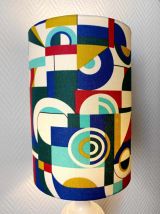 Lampe en albâtre et abat-jour sur mesure style Delaunay