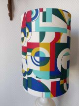 Lampe en albâtre et abat-jour sur mesure style Delaunay