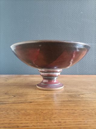 Coupe à fruits ou coupelle sur pied en céramique signé 