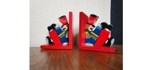 Serre-livres soldats en bois vintage