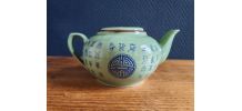 Théière verte écriture chinois de collection