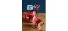 Ancienne cafetière et pot à lait toile émaillée 