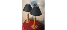 paire de lampe "Albret Rodez" en céramique saumon foncé 53x2
