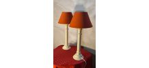paire de lampe bois laqué blanc cassé   delux classic42x20  