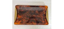 Plateau Guzzini en lucite et laiton, effet écaille de tortue