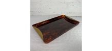 Plateau Guzzini en lucite et laiton, effet écaille de tortue