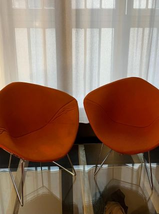 Paire de fauteuils Knoll Bertoia Diamond orange