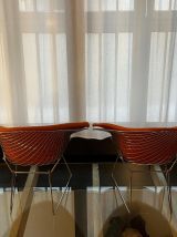 Paire de fauteuils Knoll Bertoia Diamond orange