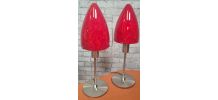 paire de lampe 70s abat jour  pate de verre 51x16 Mid Centur