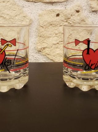 Deux verres à cocktail "I love drinks !"
