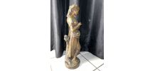 Sculpture Bronze "femme Au Crochet" Eugène Laurent
