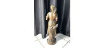 Sculpture Bronze "femme Au Crochet" Eugène Laurent
