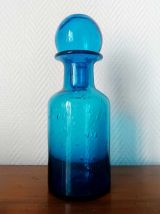 4 flacons d'apothicaire en verre bleu vintage
