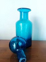 4 flacons d'apothicaire en verre bleu vintage