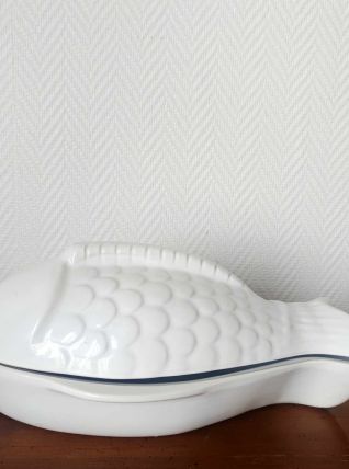 Grand plat à poisson en céramique vintage