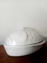 Grand plat à poisson en céramique vintage