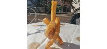 Vase soliflore tripode verre jaune