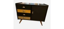 commode buffet année 60 cuir et bois