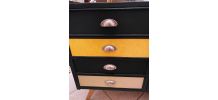 commode buffet année 60 cuir et bois