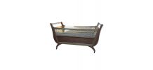 Lit rotin et bois vintage année 60