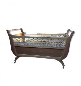 Lit rotin et bois vintage année 60