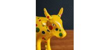 Tirelire Vache Pop Art Vintage en Céramique Jaune